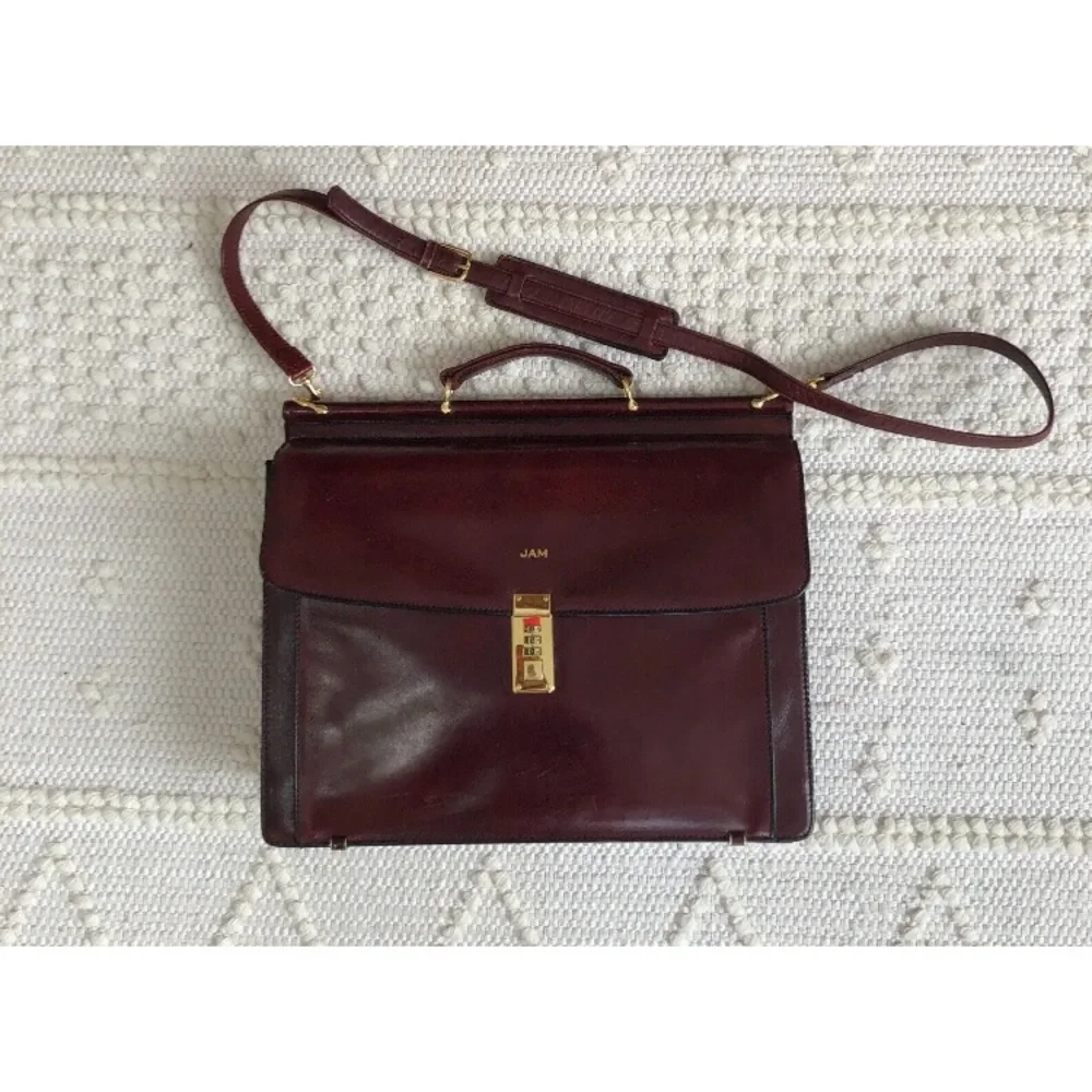 Vintage/Crafted in USA Yamani Genuine Leather Men's Purse/Briefcase Burgundy